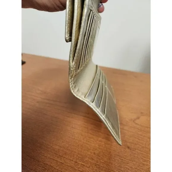 COACH 43609 Turnlock Signature Slim Envelope Flap Wallet Purse Khaki Gold. Has s - Picture 8 of 12